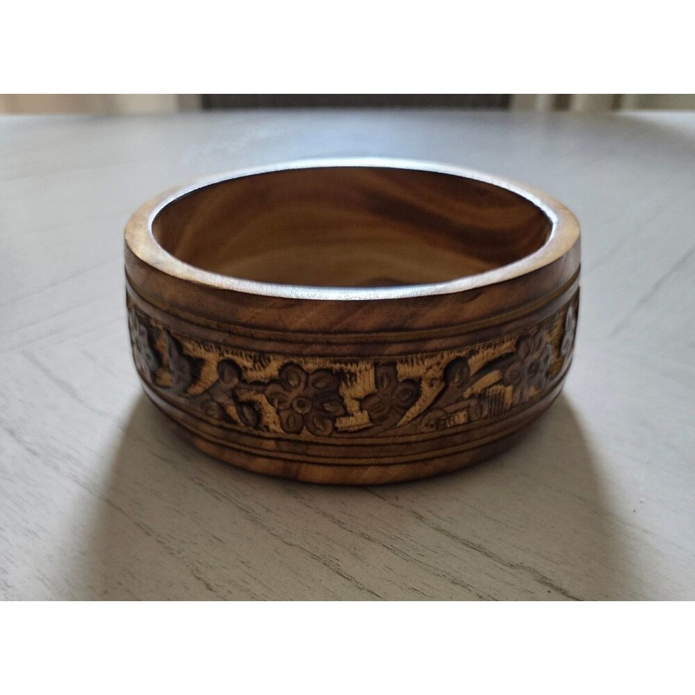 The Great Indian Bazaar Hand-Carved Mango Wood Bowl 6 x 2